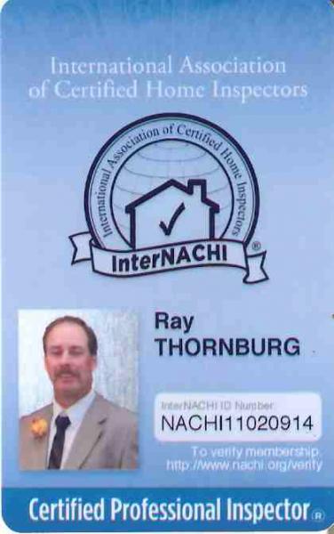 picture of ray thornburg's certified home inspector membership